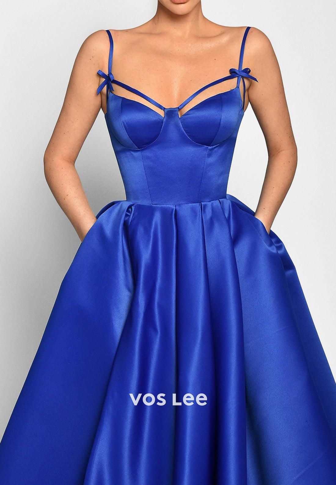 Royal Blue A-Line Spaghetti Straps Sweetheart Pleated Evening Dresses with Pockets