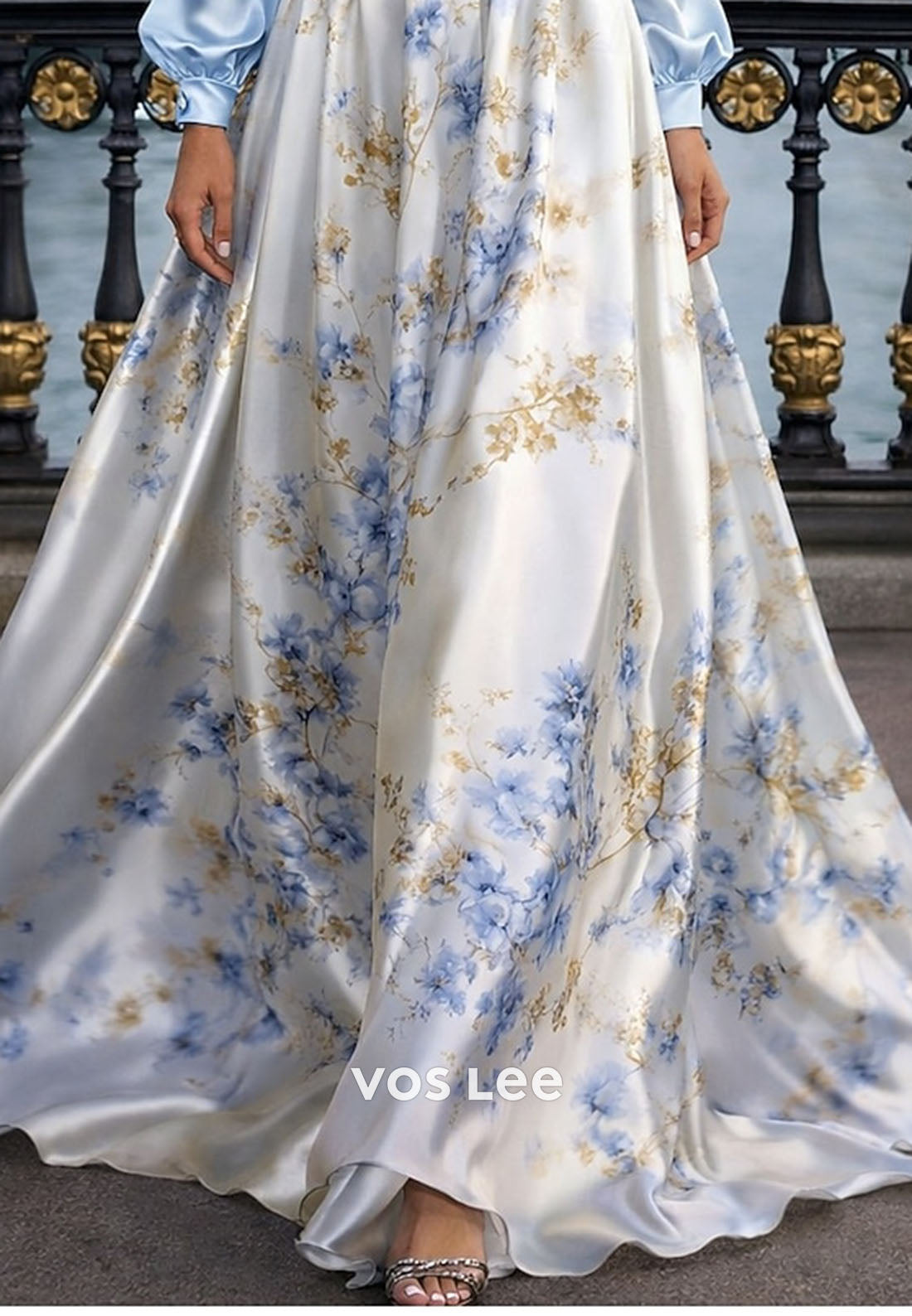 Elegant V-Neck Long Sleeve Formal Dress for Wedding Guests