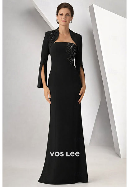 Dusty Blue Two-Piece Mother of the Bride Dress – Lace Appliqué Mermaid Gown with Capelet