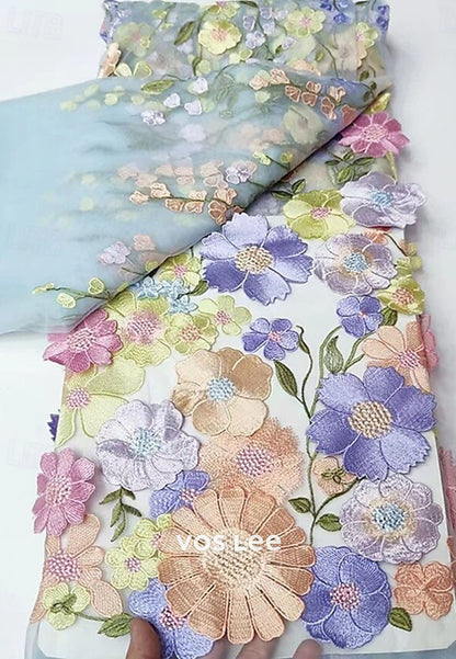 Sky Blue One-Shoulder Mermaid Gown with 3D Floral Appliqué