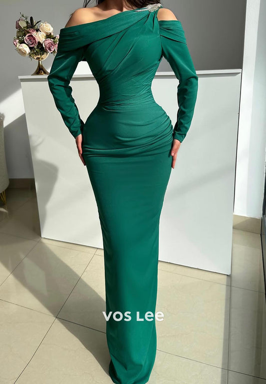 Long Sleeves Off-Shoulder Mermaid Evening Dress Mother of Bride Dress