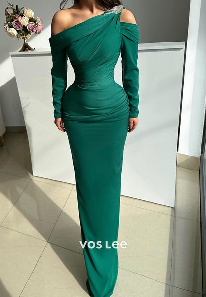 Long Sleeves Off-Shoulder Mermaid Evening Dress Mother of Bride Dress