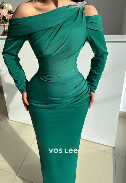 Long Sleeves Off-Shoulder Mermaid Evening Dress Mother of Bride Dress