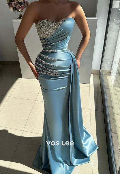 Classic & Timeless Sweetheart Rhinestone Mermaid Evening Dress with Brush Train