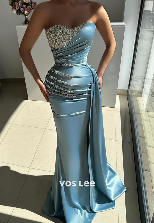 Classic & Timeless Sweetheart Rhinestone Mermaid Evening Dress with Brush Train