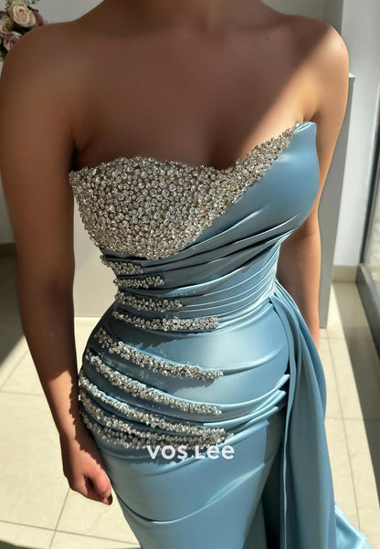 Classic & Timeless Sweetheart Rhinestone Mermaid Evening Dress with Brush Train