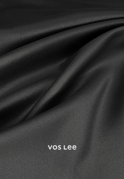 Sequin V Neck A-Line Long Sleeve Pleat Satin Evening Gown