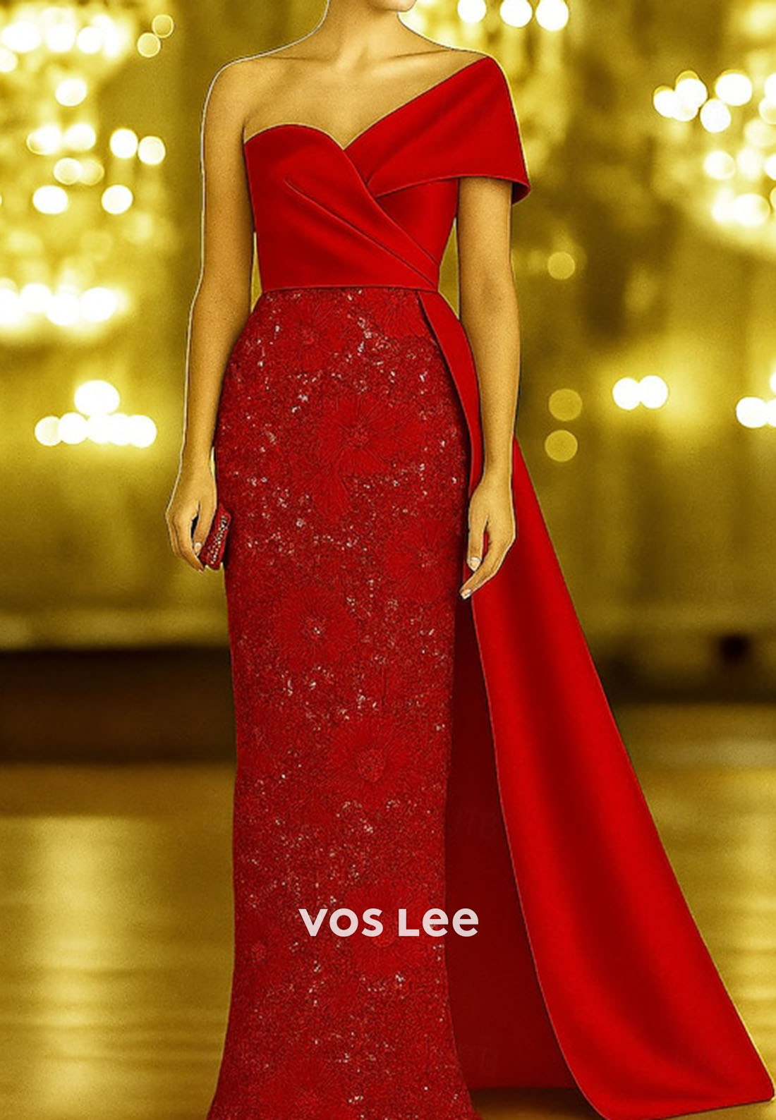 Sequin Flower One shoulder Sheath Evening Gown