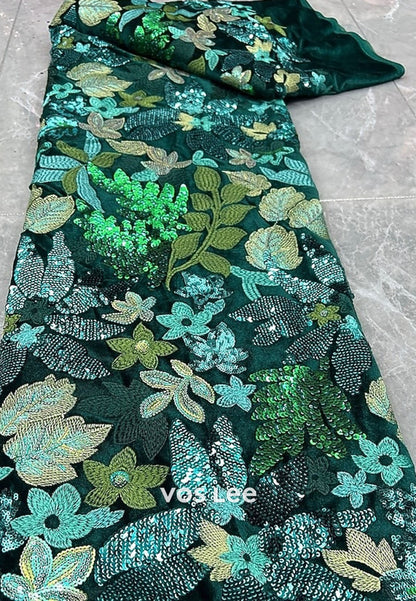 3/4 Sleeves V Neck Sheath Beading Sequins Evening Dress With 3D flower on Shoulder