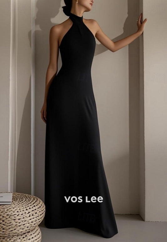 Classic & Timeless A-Line Halter Floor-Length Evening Dress  Formal Dress