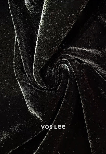 High-Neck Sequined Long-Sleeves Mermaid Velvet Evening Dress Formal Gowns