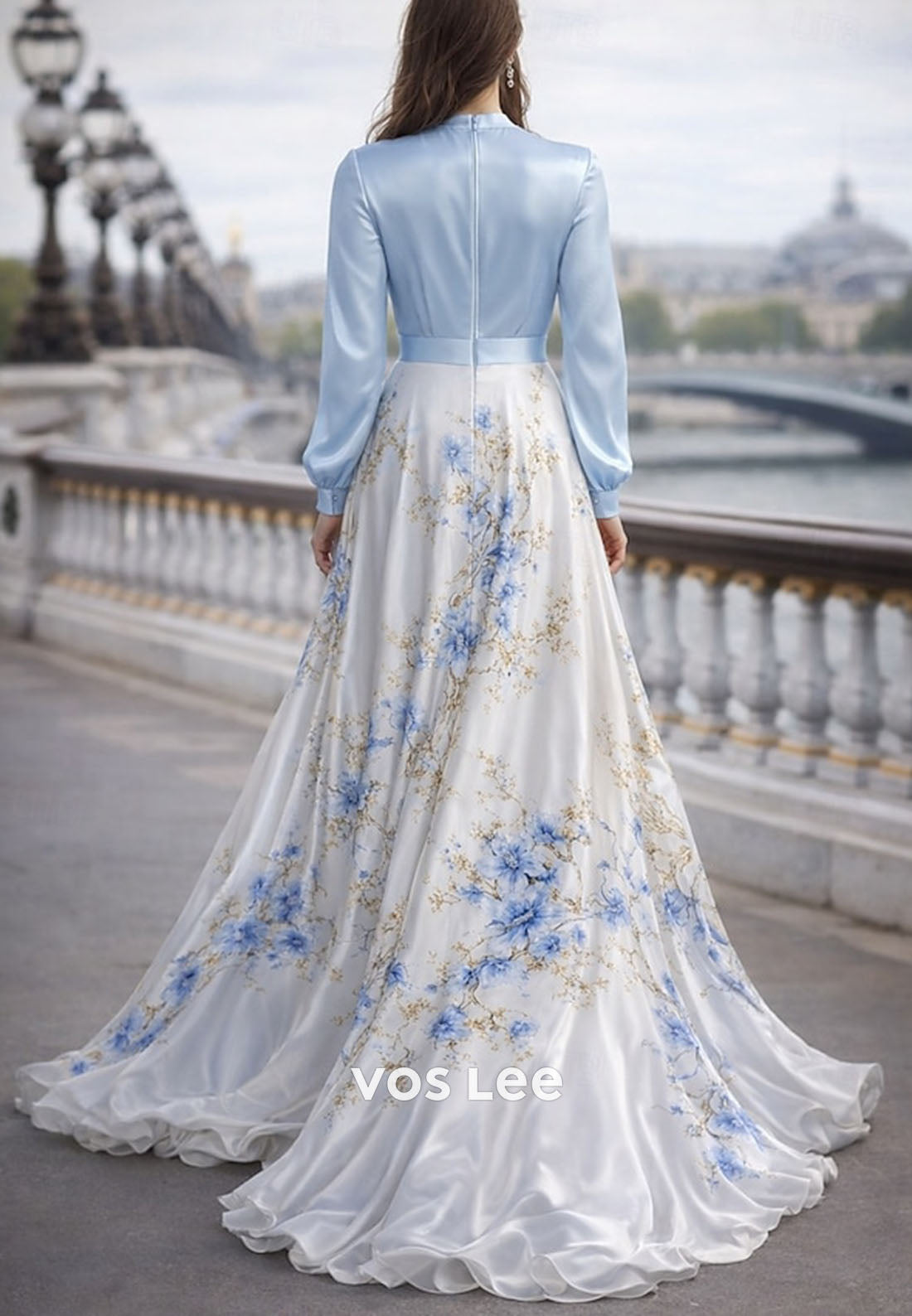 Elegant V-Neck Long Sleeve Formal Dress for Wedding Guests