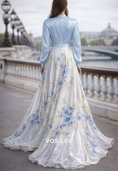 Elegant V-Neck Long Sleeve Formal Dress for Wedding Guests