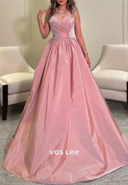 Chic & Modern 2025 A-Line Empire Waist Sweetheart Rhinestone Pleated Evening Dresses