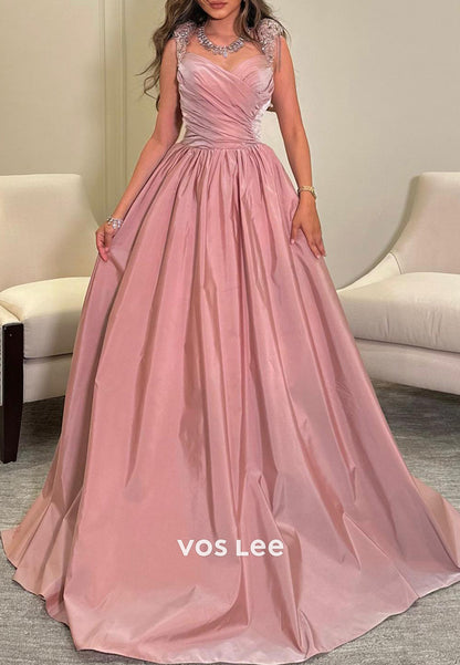 Chic & Modern 2025 A-Line Empire Waist Sweetheart Rhinestone Pleated Evening Dresses