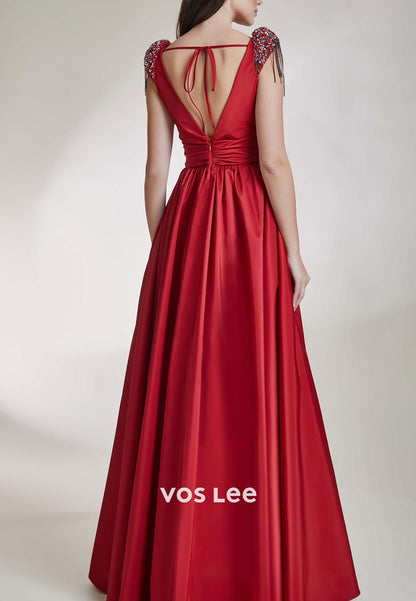 Chic & Modern 2025 A-Line Empire Waist Sweetheart Rhinestone Pleated Evening Dresses
