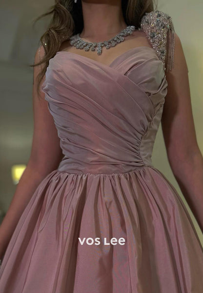 Chic & Modern 2025 A-Line Empire Waist Sweetheart Rhinestone Pleated Evening Dresses