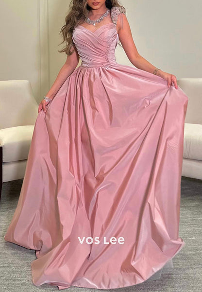 Chic & Modern 2025 A-Line Empire Waist Sweetheart Rhinestone Pleated Evening Dresses