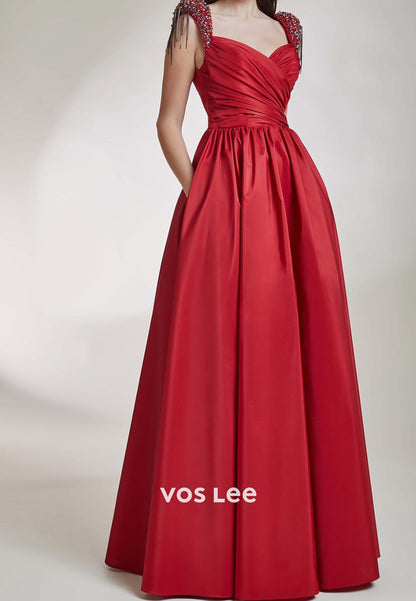 Chic & Modern 2025 A-Line Empire Waist Sweetheart Rhinestone Pleated Evening Dresses