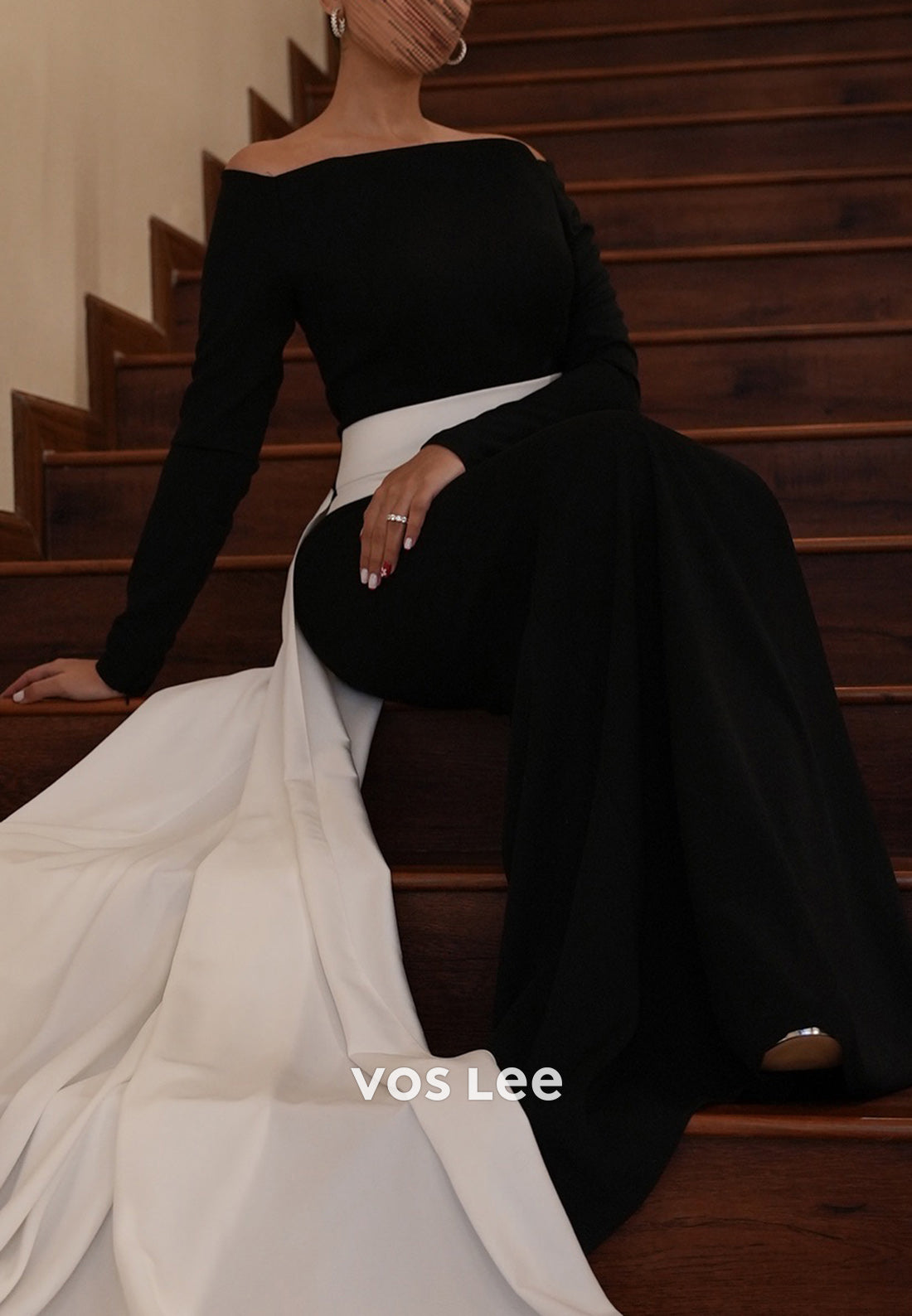 Couture & Ornate  Long Sleeve Off the Shoulder Mermaid Evening Dresses with Sweep Train