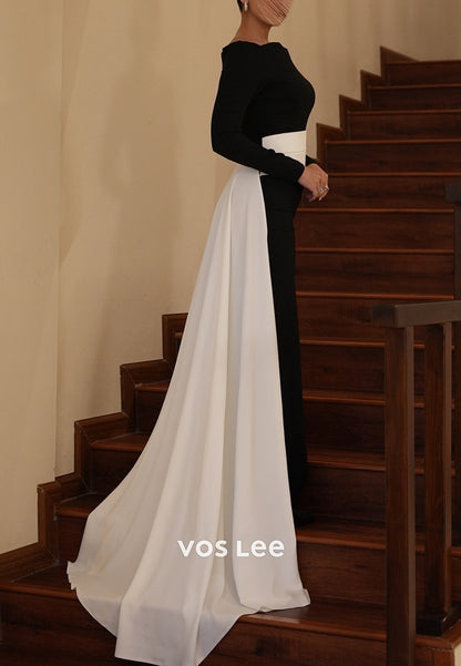 Couture & Ornate  Long Sleeve Off the Shoulder Mermaid Evening Dresses with Sweep Train