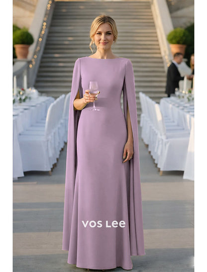 Cape-Sleeve Mermaid Gown – Formal Dress with Boat Neck