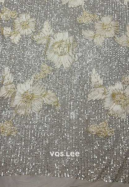 Sequin Flower One shoulder Sheath Evening Gown