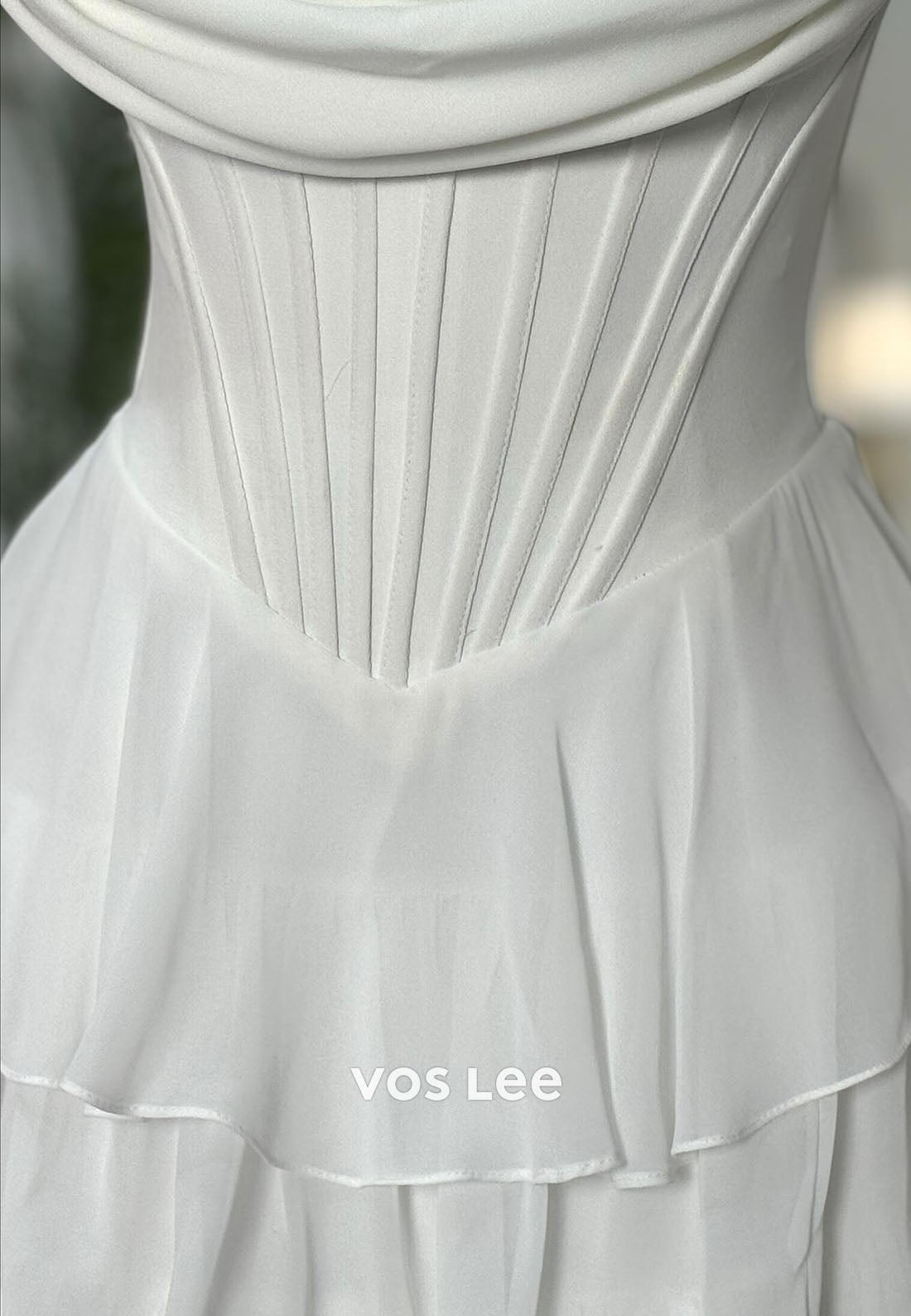 White Sweetheart Crystals Tiered A-line Long Prom Dresses