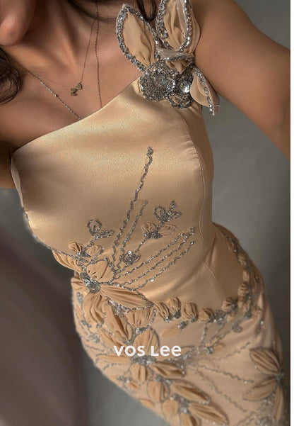 Luxuxry Beaded Flowers Sleeveless Floor-Length Mermaid Evening Dress