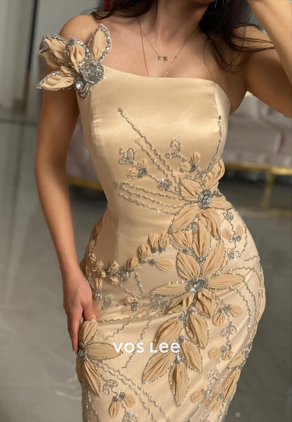 Luxuxry Beaded Flowers Sleeveless Floor-Length Mermaid Evening Dress